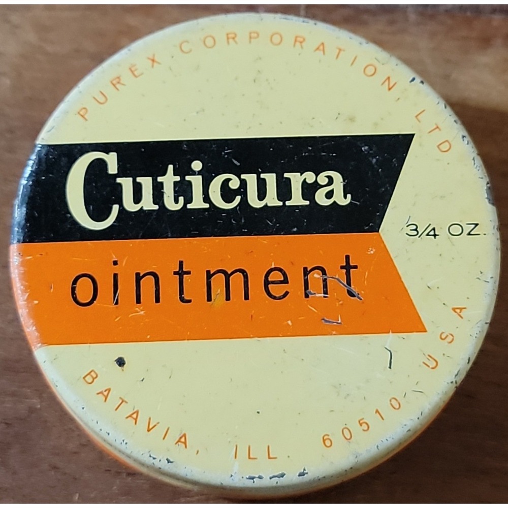 Vintage Cuticura Ointment Tin 3/4 oz Purex Corp Batavia IL Empty Collectible